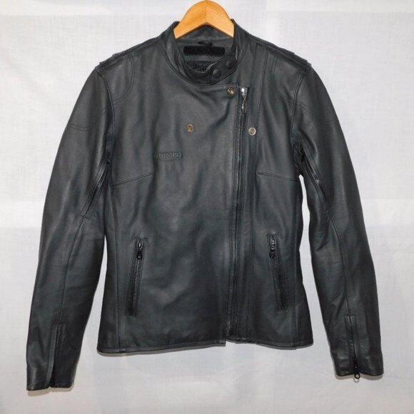 Triumph Motorcycles Womens L Black Leather Jacket **READ - Picture 1 of 16